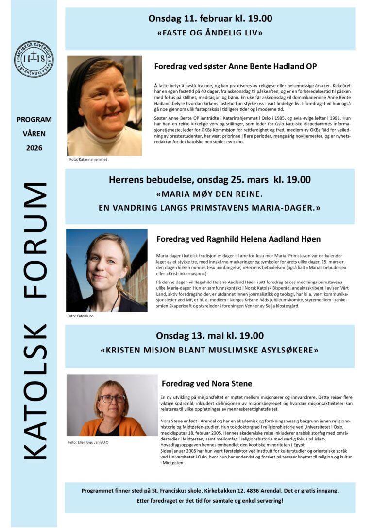 Katolsk Forum program våren 2026