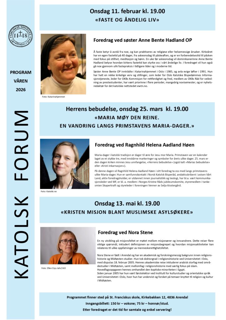 Katolsk Forum program våren 2026
